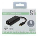 DELTACO USB 3.1 network adapter, Gigabit, 1xRJ45, USB Type C, black
