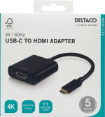 DELTACO USB-C to HDMI adapter, USB type C male - HDMI female, black DELTACO USB-C to HDMI adapter, USB type C male - HDMI female, black