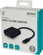 DELTACO USB-C to HDMI adapter, USB type C male - HDMI female, black DELTACO USB-C to HDMI adapter, USB type C male - HDMI female, black