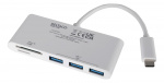 DELTACO USB 3.1 Gen 1 hub, USB-C, 3USB A, SD/microSD reader, white DELTACO USB 3.1 Gen 1 hub, USB-C, 3USB A, SD/microSD reader, white