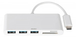 DELTACO USB 3.1 Gen 1 hub, USB-C, 3USB A, SD/microSD reader, white DELTACO USB 3.1 Gen 1 hub, USB-C, 3USB A, SD/microSD reader, white