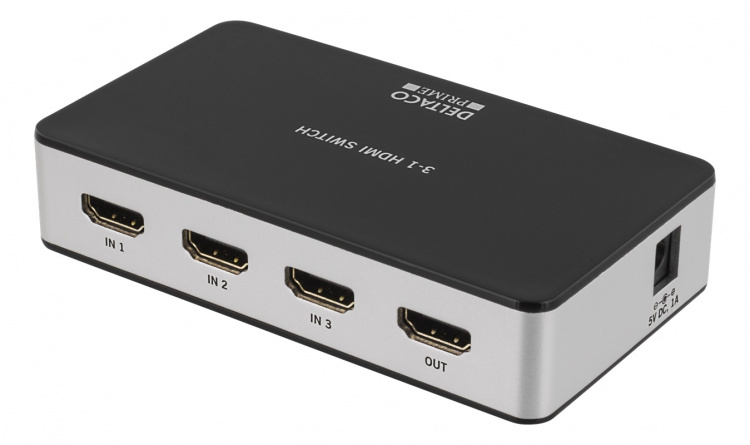 DELTACO PRIME Premium 3 Port HDMI Switch with IR Wireless Remote