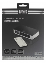 DELTACO PRIME Premium 3 Port HDMI Switch with IR Wireless Remote