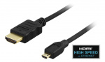 DELTACO HDMI A - Micro kabel, HDMI High Speed with Ethernet, 1m, black DELTACO HDMI A - Micro kabel, HDMI High Speed with Ethernet, 1m, black