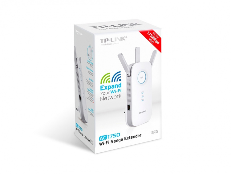 TP-LINK RE450 - Accesspunkt, 802.11ac, 1750Mbps, vit TP-LINK RE450 - Accesspunkt, 802.11ac, 1750Mbps, vit