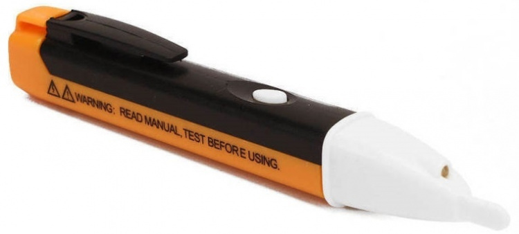 Test pen for voltage, with LED indicator and flashlight