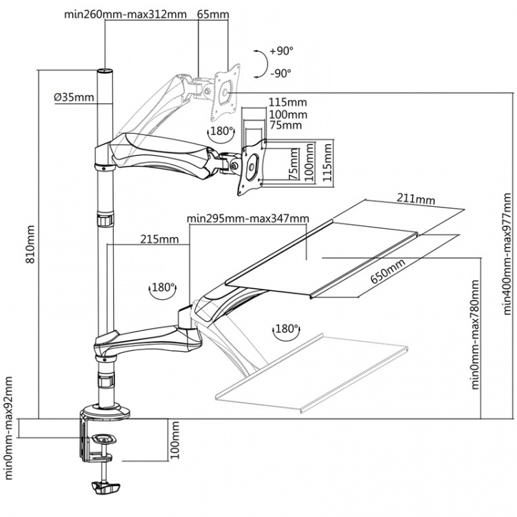 LogiLink Arbetsstation Sit-Stand 13-27 LogiLink Arbetsstation Sit-Stand 13-27