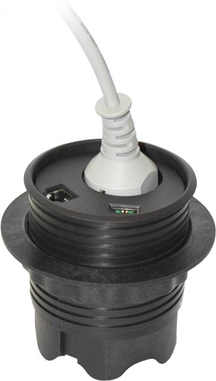 Powerdot Satellit PD12 - satellit, 1x CEE 7/4, RJ45, USB, svart Powerdot Satellit PD12 - satellit, 1x CEE 7/4, RJ45, USB, svart