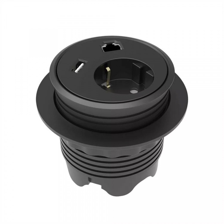 Powerdot Satellit PD12 - satellit, 1x CEE 7/4, RJ45, USB, svart Powerdot Satellit PD12 - satellit, 1x CEE 7/4, RJ45, USB, svart