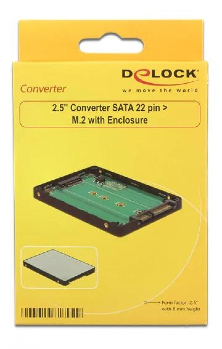 Delock 2.5″ Converter SATA 22 pin > M.2 with Enclosure Delock 2.5″ Converter SATA 22 pin > M.2 with Enclosure
