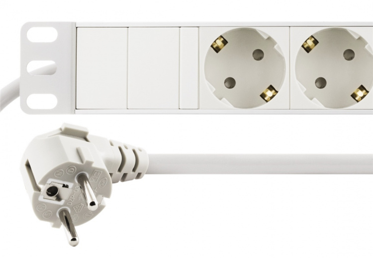 DELTACO Grenuttag med 8xCEE 7/4 uttag, 1xCEE 7/7, petskydd, White