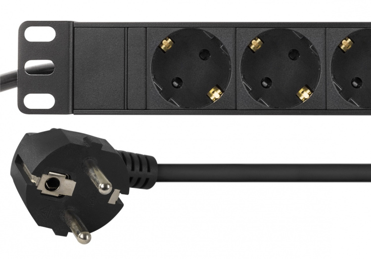 DELTACO power outlet, 9xCEE 7/4, 1xCEE 7/7, pet-protected, 2m,black