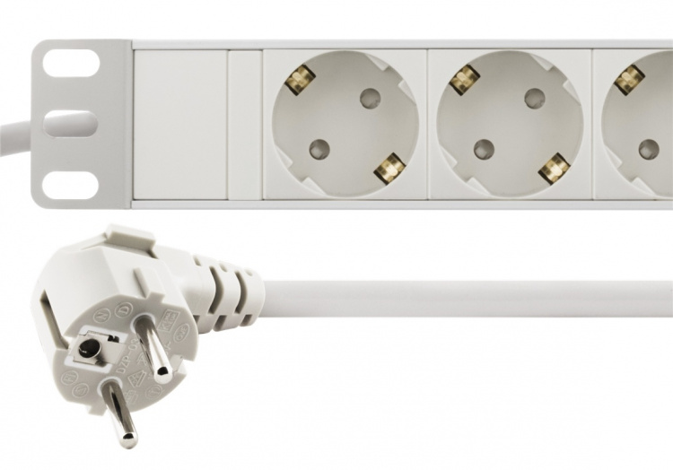 DELTACO power outlet, 9xCEE 7/4, 1xCEE 7/7, pet-protected, 2m, white