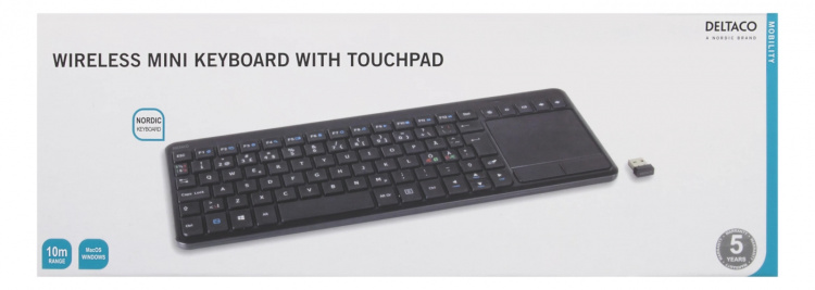 DELTACO Wireless mini kb, USB nano, nordic,86 keys, black DELTACO Wireless mini kb, USB nano, nordic,86 keys, black