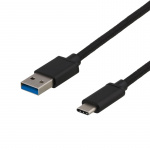 DELTACO USB 3.1 Gen1 braided USB-A - USB-C cable, 0.5m, 60W 3A, black DELTACO USB 3.1 Gen1 braided USB-A - USB-C cable, 0.5m, 60W 3A, black