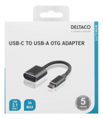 DELTACO USB-C 3.1 to USB-A OTG adapter, aluminium, retail box, gray