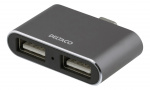 DELTACO USB-C mini hubb, 2x USB-A 2,0, 480 Mbps, 0,5A, rymdgrå DELTACO USB-C mini hubb, 2x USB-A 2,0, 480 Mbps, 0,5A, rymdgrå