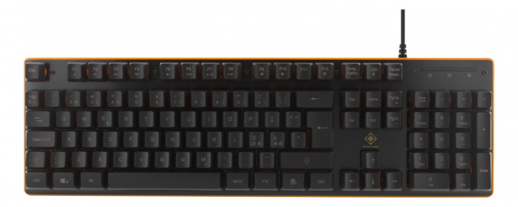 DELTACO GAMING keyboard with membrane switch, Nordic layout, orange lighting