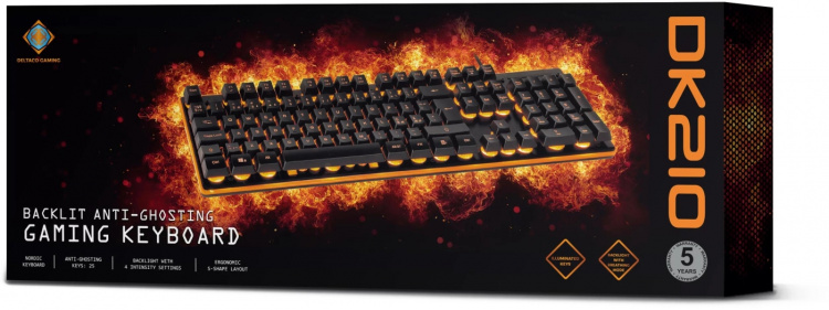 DELTACO GAMING keyboard with membrane switch, Nordic layout, orange lighting