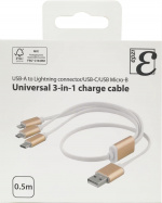 EPZI Multi-Charger, USB-C, Lightning, Micro USB, USB-A, 50cm, white