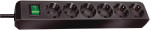 Extension Socket Eco-Line 6-Way 3.00 m Black - Protective Contact