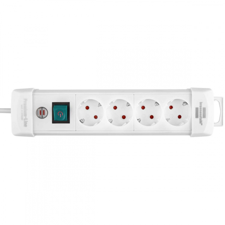 brennenstuhl Premium-Line, 4-way socket strip (socket strip with switch and 1.8m cable - 45° angle of the protective contact sockets, Made in Germany) white