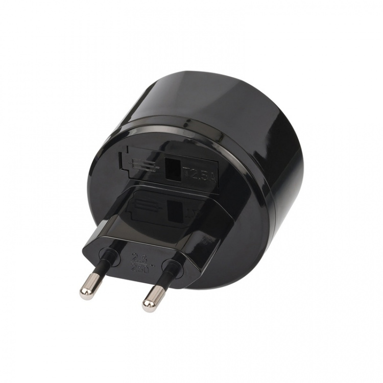 Travel Adapter USA-to-Europe with 2.5 A Fuse