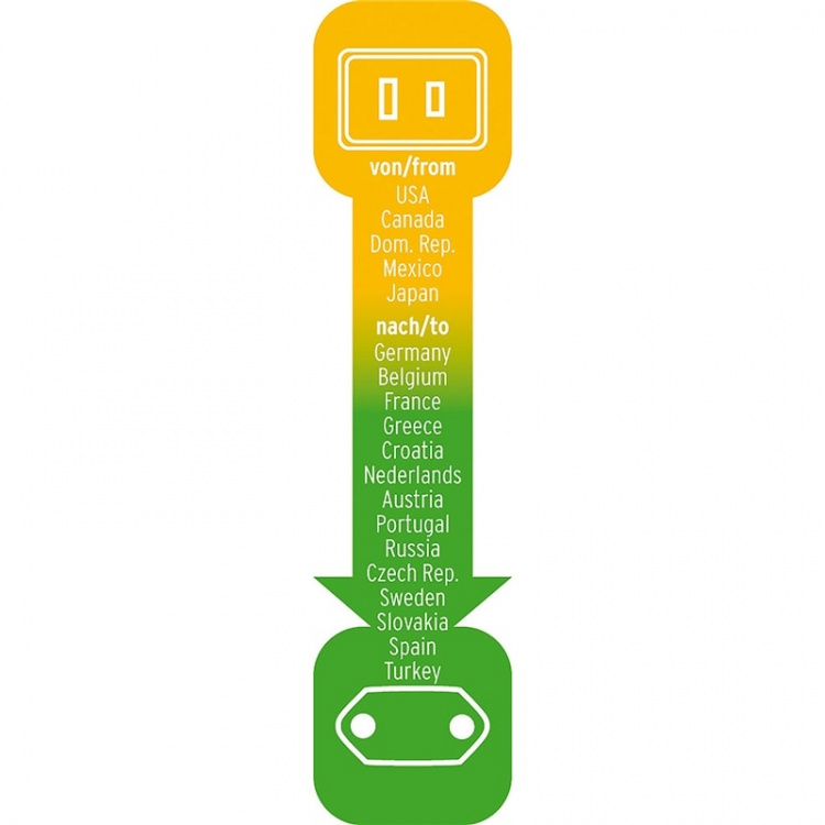 Travel Adapter USA-to-Europe with 2.5 A Fuse