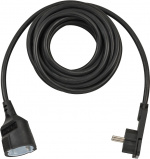 Quality plastic extension cable with flat plug (extension cable flat for indoor use with 5m cable) black
