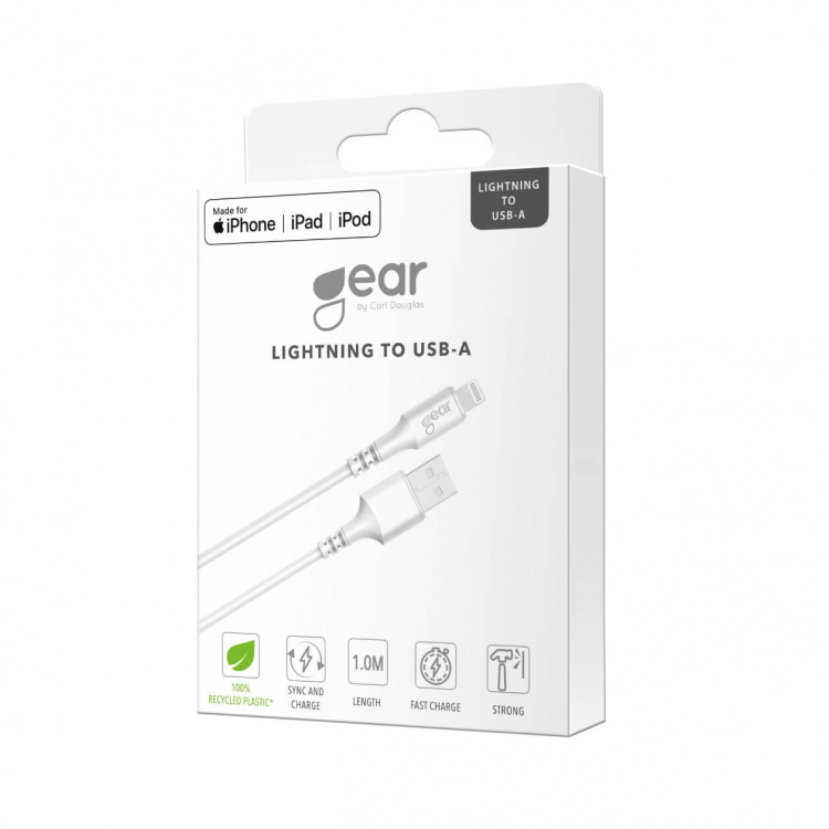 Gear Round Charging Cable Lightning to USB-A 1m White MFI