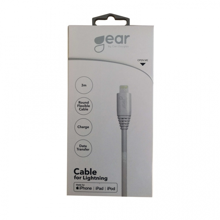 Gear Round Charging Cable Lightning to USB-A 3m White MFI