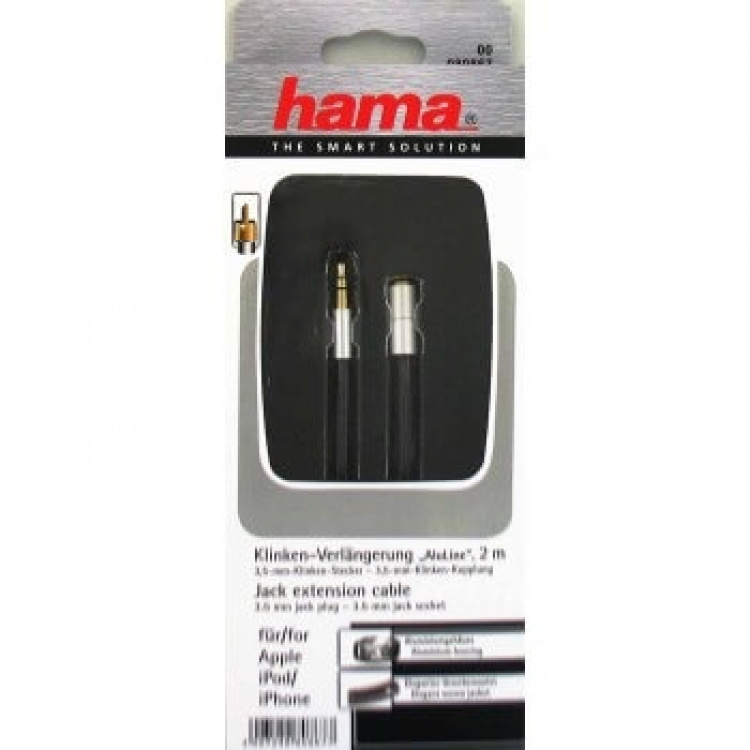 Hama AluLine Extension Cable, 3.5 mm jack, plug - socket, stereo