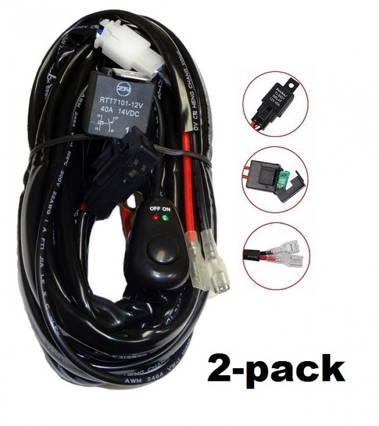 2-pack Relay cable set 40A with switch, for LED ramps and additional lights 2-pack Relay cable set 40A with switch, for LED ramps and additional lights