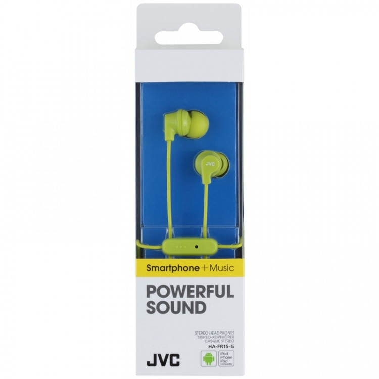 JVC Headphone FR15 Mic In-Ear Green JVC Headphone FR15 Mic In-Ear Green
