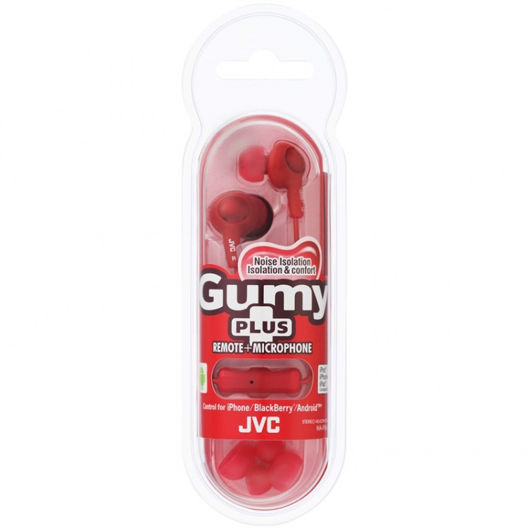 JVC Headphone FR6 Gumy Plus Mic Red