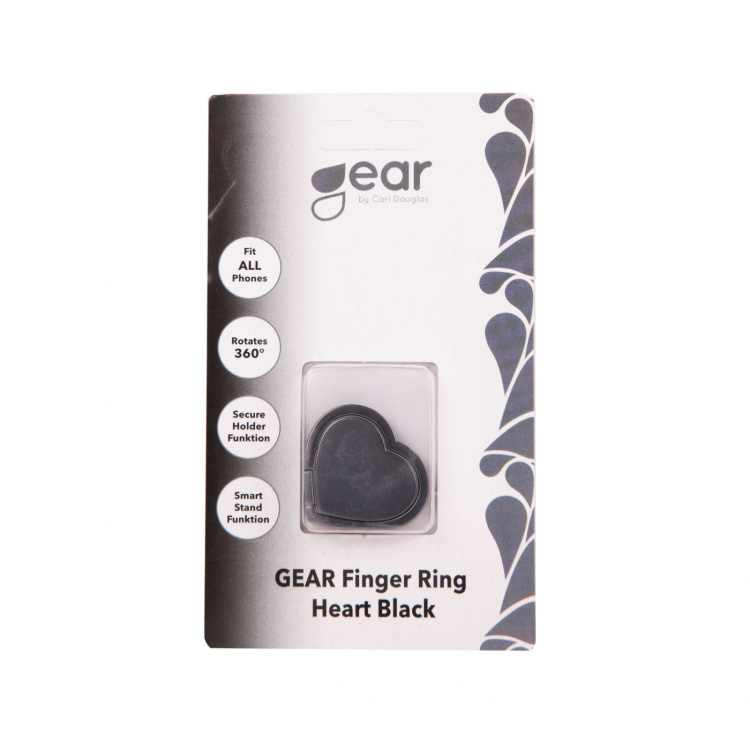 Gear Finger ring heart black rotating stand function