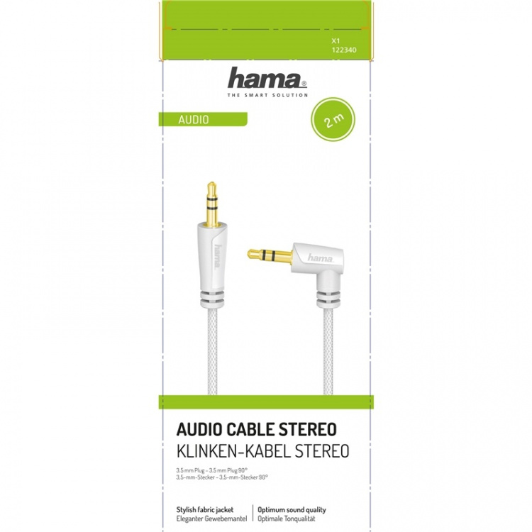 Hama Audio 3.5mm Angled White 2m