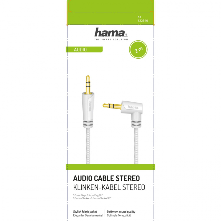 Hama Audio 3.5mm Angled White 2m