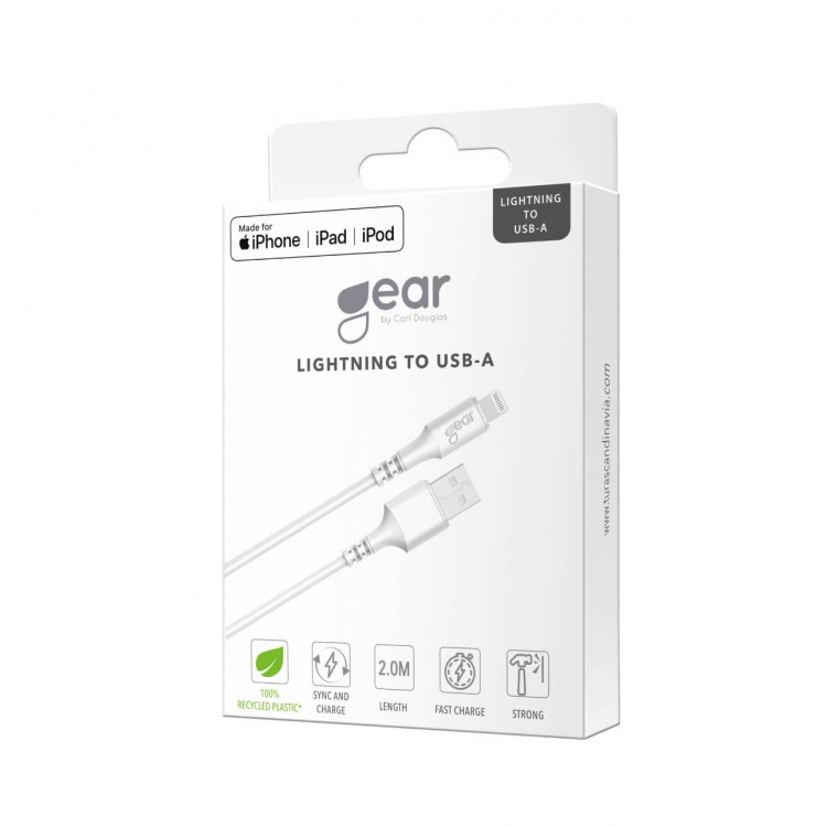 Gear Round Charging Cable Lightning to USB-A 2m White MFI