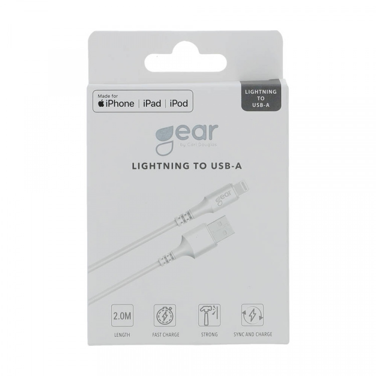 Gear Round Charging Cable Lightning to USB-A 2m White MFI