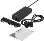 DELTACO laptop charger, 15-20 V, 8 A, 120 W, LED-display, black