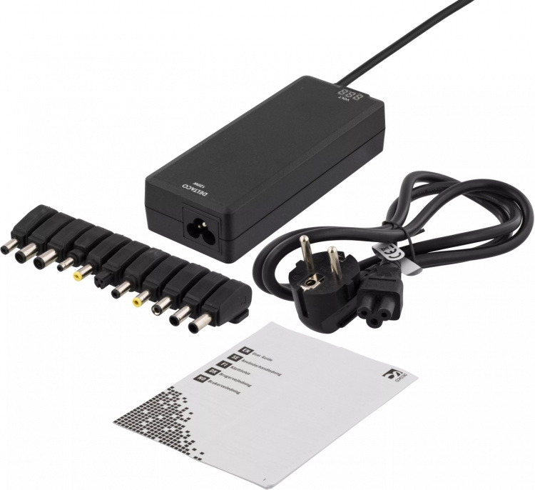 DELTACO laptop charger, 15-20 V, 8 A, 120 W, LED-display, black