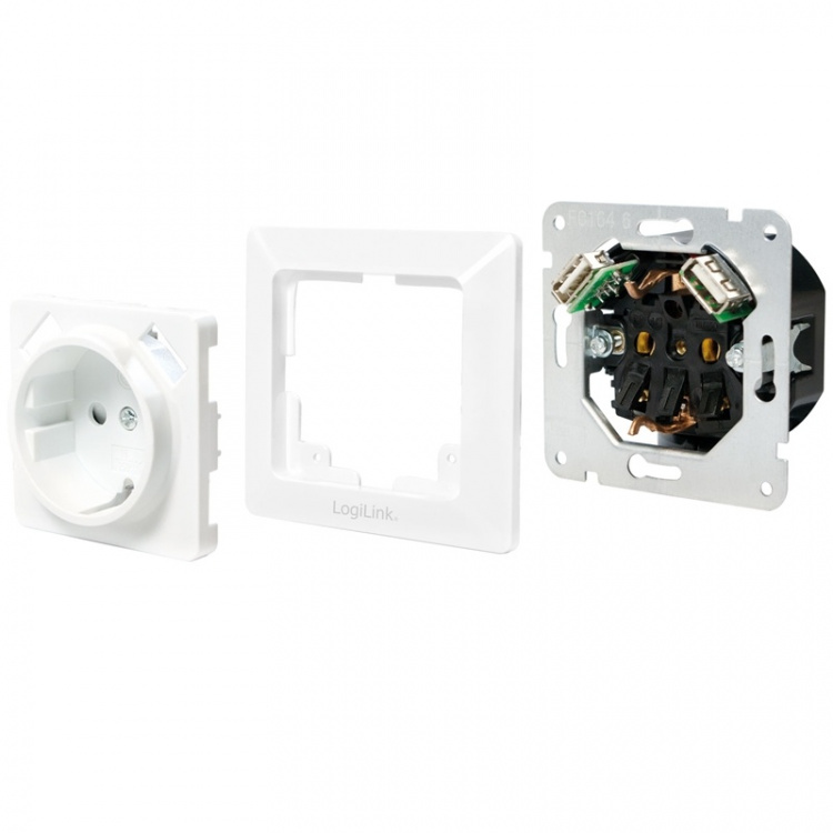 LogiLink Vägguttag 230V med 2xUSB 2,1A LogiLink Vägguttag 230V med 2xUSB 2,1A