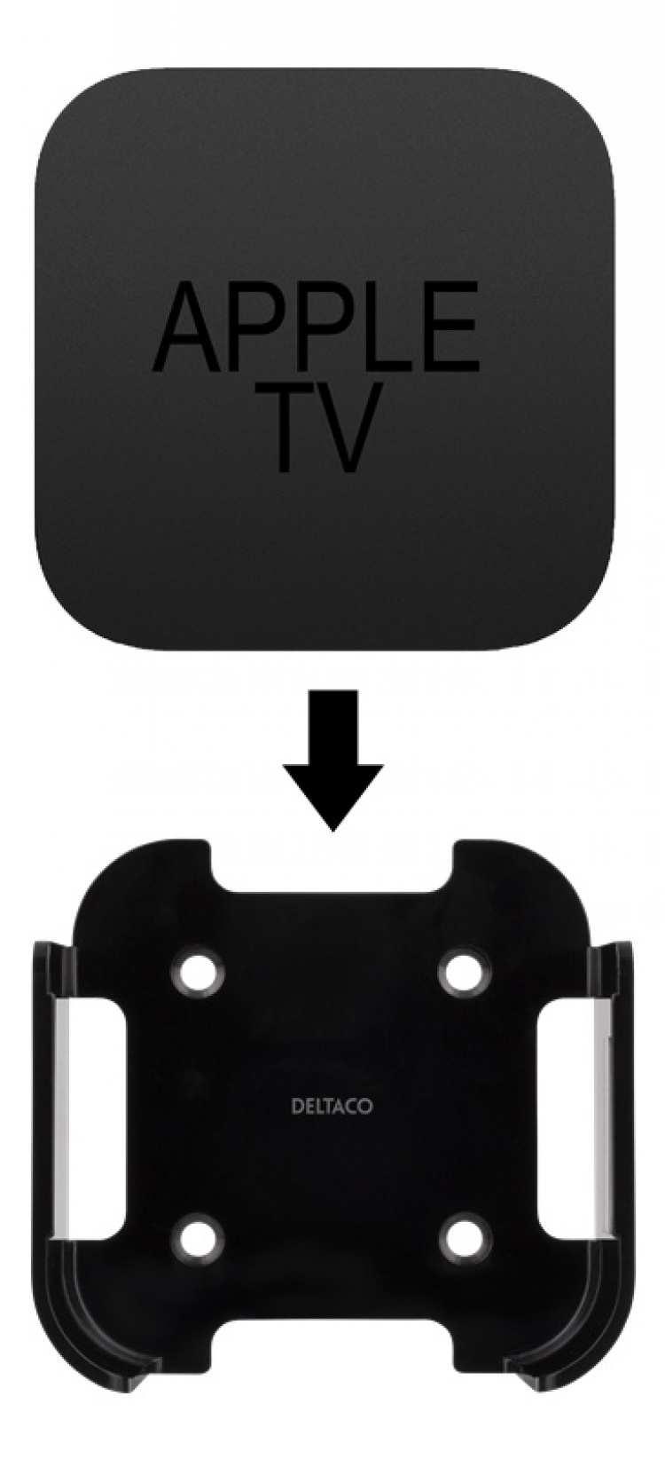 DELTACO wall mount for 1st and 2nd gen Apple TV, black DELTACO wall mount for 1st and 2nd gen Apple TV, black