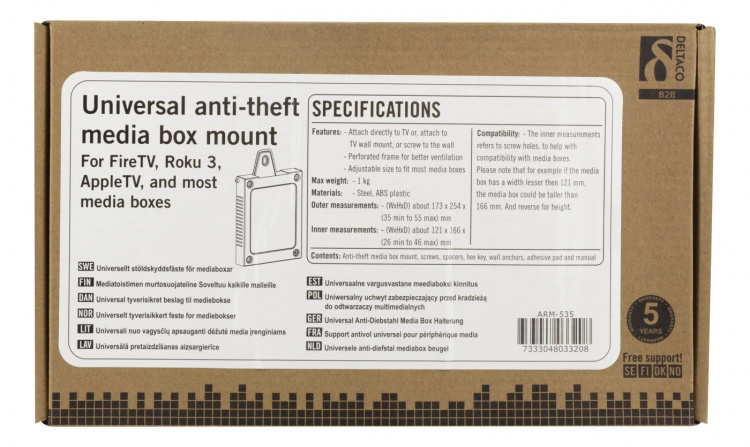 DELTACO Universal Anti-theft media box mount, mount kit, steel, black DELTACO Universal Anti-theft media box mount, mount kit, steel, black