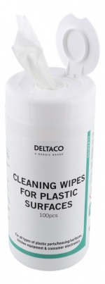 DELTACO Wet Wipes for plastic surfaces, 100pcs, white