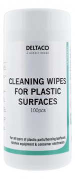 DELTACO Wet Wipes for plastic surfaces, 100pcs, white