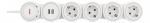 DELTACO Flexible 4-Socket Power strip, 1,4m, 16A 3500W, 2x USB-A, whit DELTACO Flexible 4-Socket Power strip, 1,4m, 16A 3500W, 2x USB-A, whit
