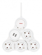 DELTACO Flexible 4-Socket Power strip, 1,4m, 16A 3500W, 2x USB-A, whit DELTACO Flexible 4-Socket Power strip, 1,4m, 16A 3500W, 2x USB-A, whit