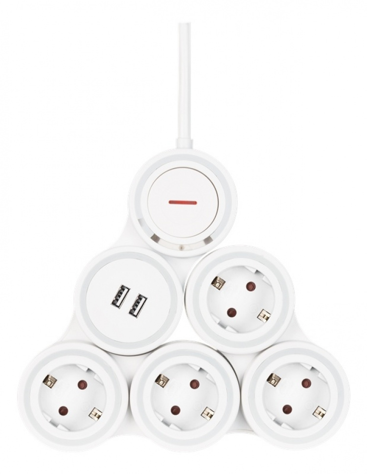 DELTACO Flexible 4-Socket Power strip, 1,4m, 16A 3500W, 2x USB-A, whit DELTACO Flexible 4-Socket Power strip, 1,4m, 16A 3500W, 2x USB-A, whit